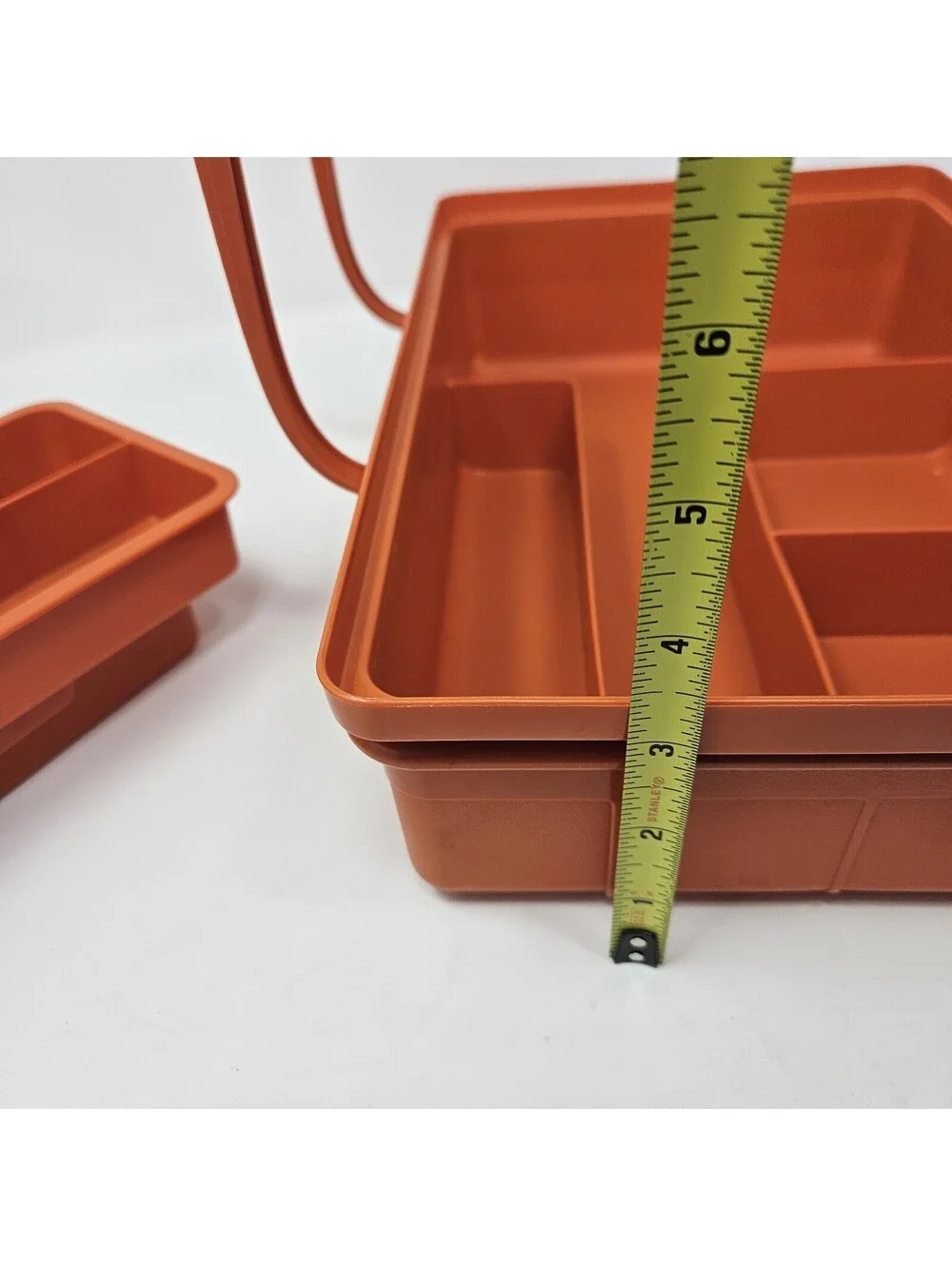 Vtg #1421-5 Tuppercraft 1970's Hobby Craft Box w/ Lid Handles 2 Trays 4 Pc Set